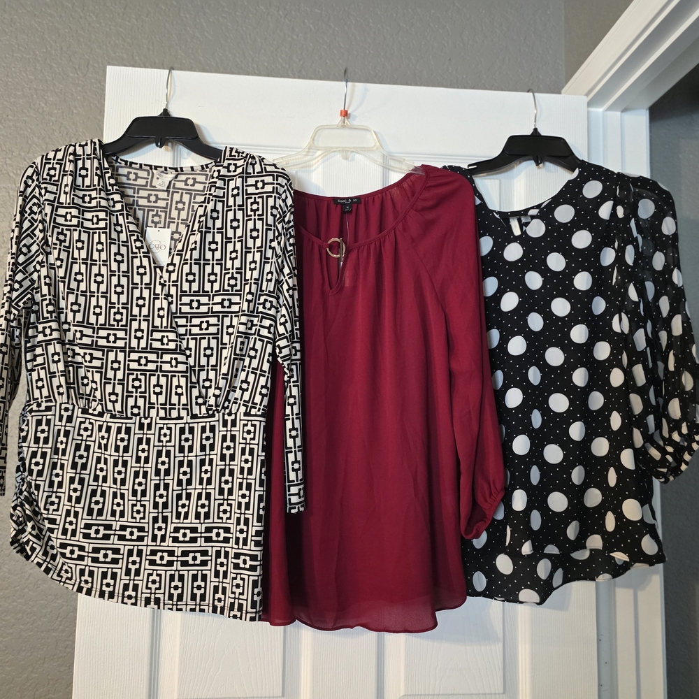Stylish Women's Tops Collection - Black, Red, and Black/White